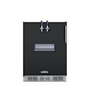 Summit 24 Inch Wide 5.3 Cu. Ft. Built-In Double Tap Coffee Kegerator with Automatic Defrost and Innovative Front Tap System Black
