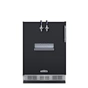Summit 24 Inch Wide 5.3 Cu. Ft. Built-In Double Tap Coffee Kegerator with Automatic Defrost and 2 Taps Black