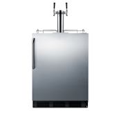 Summit 24 Inch Wide 5.5 Cu. Ft. Built-In / Free Standing Double Tap Kegerator with Interior Light Stainless Steel