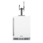 Summit 24 Inch Wide 5.5 Cu. Ft. Built-In Coffee Double Tap Kegerator with Left Hinged Door and Nitro and Standard Tap Kit White