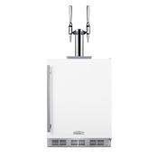 Summit 24 Inch Wide 5.5 Cu. Ft. Built-In Coffee Double Tap Kegerator with Left Hinged Door and 2 Nitro Tap Kit White