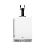 Summit 24 Inch Wide 5.5 Cu. Ft. Built-In Wine Double Tap Kegerator with Left Hinged Door and Nitrogen/CO2 Tank White