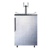 Summit 24 Inch Wide 6 Cu. Ft. Double Tap Kegerator with Digital Controls and Diamond Plate Door Stainless Steel