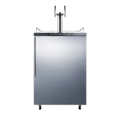 Summit 24 Inch Wide 6 Cu. Ft. Double Tap Kegerator with Digital Controls and Vertical Handle Stainless Steel