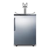 Summit 24 Inch Wide 5.6 Cu. Ft. Free Standing Triple Tap Kegerator with Towel Bar Handle Stainless Steel