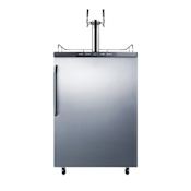 Summit 24 Inch Wide 6 Cu. Ft. Double Tap Kegerator with Digital Controls and Towel Bar Handle Stainless Steel