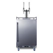 Summit 24 Inch Wide 5.6 Cu. Ft. Built-In / Free Standing Double Tap Coffee Kegerator with Nitro Dispenser Stainless Steel