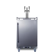 Summit 24 Inch Wide 5.6 Cu. Ft. Free Standing Beer Triple Tap Kegerator Stainless Steel