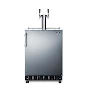 Summit 24 Inch Wide 5.3 Cu. Ft. Free Standing Double Tap Kegerator with Drip Tray Stainless Steel