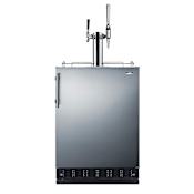 Summit 24 Inch Wide 5.3 Cu. Ft. Free Standing Double Tap Coffee Kegerator with Casters Included Stainless Steel
