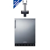 Summit 24 Inch Wide 5.8 Cu. Ft. Built-In Double Tap Coffee Kegerator with Dial Controls and 2 Taps Stainless Steel
