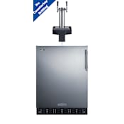Summit 24 Inch Wide 5.8 Cu. Ft. Built-In Double Tap Coffee Kegerator with Innovative Floating Tap and Steel Floor Cover Stainless Steel