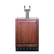Summit 24 Inch Wide 5.3 Cu. Ft. Panel Ready Free Standing Double Tap Coffee Kegerator with Interior Light and Casters Panel Ready