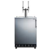 Summit 24 Inch Wide 5.3 Cu. Ft. Free Standing Double Tap Coffee Kegerator with Height Adjustable Legs with Leg Shield Stainless Steel