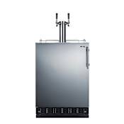 Summit 24 Inch Wide 5.3 Cu. Ft. Free Standing Double Tap Wine Kegerator with Interior Light and Adjustable Thermostat Stainless Steel
