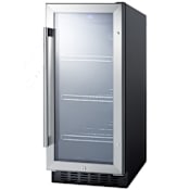 Summit 15 Inch Wide 2.5 Cu. Ft. Undercounter Glass Door Wine and Beverage Cooler with Sliding Shelves Stainless Steel
