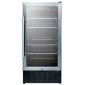 Summit 18 Inch Wide 2.7 Cu. Ft. Built-In or Free Standing Wine and Beverage Cooler with Safety Lock Stainless Steel