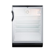 Summit 24 Inch Wide 5.5 Cu. Ft. Free Standing Beverage Center with Door Lock Glass / Black
