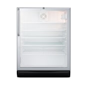 Summit 24 Inch Wide 5.5 Cu. Ft. Free Standing Beverage Center with Stainless Steel Wrapped Cabinet and Door Lock Glass / Stainless Steel