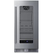 Summit 15 Inch Wide 40 Can Capacity Beverage Cooler with Digital Controls and LED Interior Lighting Glass