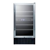 Summit 18 Inch Wide 28 Bottle Capacity Built-In Wine Cooler with Door Lock Glass / Black