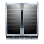 Summit 30 Inch Wide 66 Bottle Capacity Built-In Wine Cooler with Door Lock Glass / Black