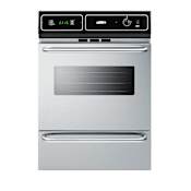 Summit 24 Inch Wide 2.92 Cu. Ft. Single Gas Wall Oven with Digital Clock and Black Controls Stainless Steel