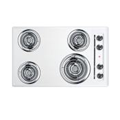 Summit 30 Inch Wide 4 Burner Induction Coil Cooktop - 230 Volt White