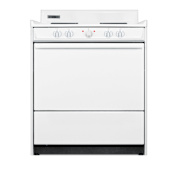 Summit 30 Inch Wide Free Standing, Slide In Electric Range with Push to Turn Knob Controls White