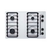Summit 30 Inch Wide 4 Burner Gas Cooktop with Sealed Burners and Cast Iron Grates in White White