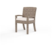 Sunset West Havana 26" Wide Resin Wicker, Sunbrella Outdoor Dining Arm Chair Tobacco / Canvas Flax