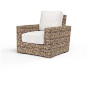 Sunset West Havana 35" Wide Resin Wicker, Sunbrella Outdoor Accent Arm Chair Tobacco / Canvas Flax