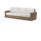 Sunset West Havana 35" Wide Resin Wicker, Sunbrella Outdoor Sectional Sofa Tobacco / Canvas Flax