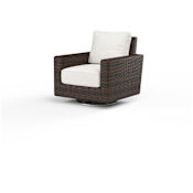 Sunset West Montecito 35" Wide Resin Wicker, Sunbrella Outdoor Rocking Swivel Chair Cognac / Canvas Flax