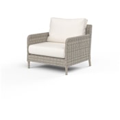 Sunset West Manhattan 35" Wide Resin Wicker, Sunbrella Outdoor Dining Arm Chair Gray / Linen
