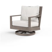 Sunset West Laguna 35" Wide Aluminum Framed Sunbrella Outdoor Rocking Swivel Chair Driftwood / Canvas Flax