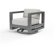 Sunset West Redondo 35" Wide Aluminum Framed Sunbrella Outdoor Accent Swivel Chair Slate / Cast Silver