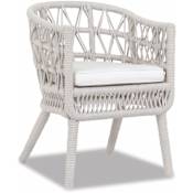 Sunset West Dana 23" Wide Aluminum, Olefin Rope Framed Sunbrella Outdoor Dining Arm Chair Natural / Linen Canvas