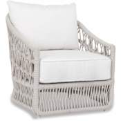 Sunset West Dana 33" Wide Aluminum, Olefin Rope Framed Sunbrella Outdoor Accent Arm Chair Natural / Linen Canvas