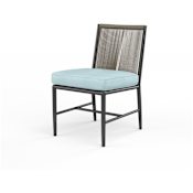 Sunset West Pietra 25" Wide Aluminum Framed Sunbrella Outdoor Dining Chair Graphite / Dupione Celeste