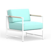 Sunset West Sabbia 31" Wide Aluminum Framed Sunbrella Outdoor Accent Arm Chair White / Dupione Celeste