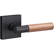 Sure-Loc Aspra Square Passage Door Lever Set with Square Rose Flat Black / Walnut