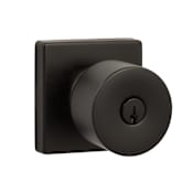 Sure-Loc Bergen Single Cylinder Keyed Entry Door Knob Set with Square Rose Flat Black