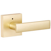 Sure-Loc Cortina Privacy Door Lever Set with Square Rose Satin Brass