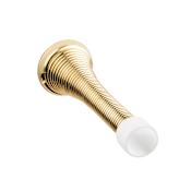 Sure-Loc 3-1/8 Inch Long Baseboard Mounted Spring Stop Door Stop Polished Brass
