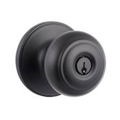 Sure-Loc Juniper Single Cylinder Keyed Entry Door Knob Set with Round Rose Flat Black
