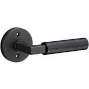 Sure-Loc Levanto Non-Turning One-Sided Dummy Door Lever with Knurled Grip and Round Rose Flat Black / Flat Black