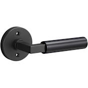 Sure-Loc Levanto Non-Turning One-Sided Dummy Door Lever with Smooth Grip and Round Rose Flat Black / Flat Black