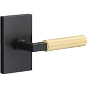 Sure-Loc Levanto Passage Door Lever Set with Knurled Grip Rectangle Rose Flat Black / Satin Brass