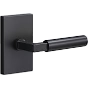 Sure-Loc Levanto Passage Door Lever Set with Smooth Grip and Rectangle Rose Flat Black